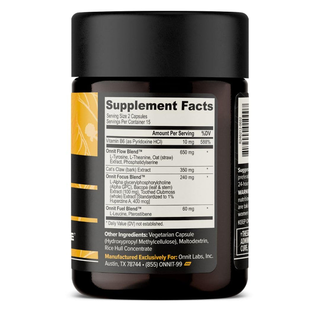 ONNIT Alpha Brain Nootropic Capsules for Men & Women, IGEN Non-GMO Tested Memory, Focus & Mental Clarity, with L-Theanine and Vitamin B6, 30 Count Each, Pack of 3 (90 Capsules) - TrustMedUSA