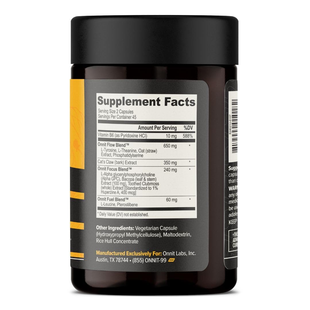 ONNIT Alpha Brain Nootropic Capsules for Men & Women, IGEN Non-GMO Tested Memory, Focus & Mental Clarity, with L-Theanine and Vitamin B6, 90 Count Each, Pack of 4 (360 Capsules) - TrustMedUSA
