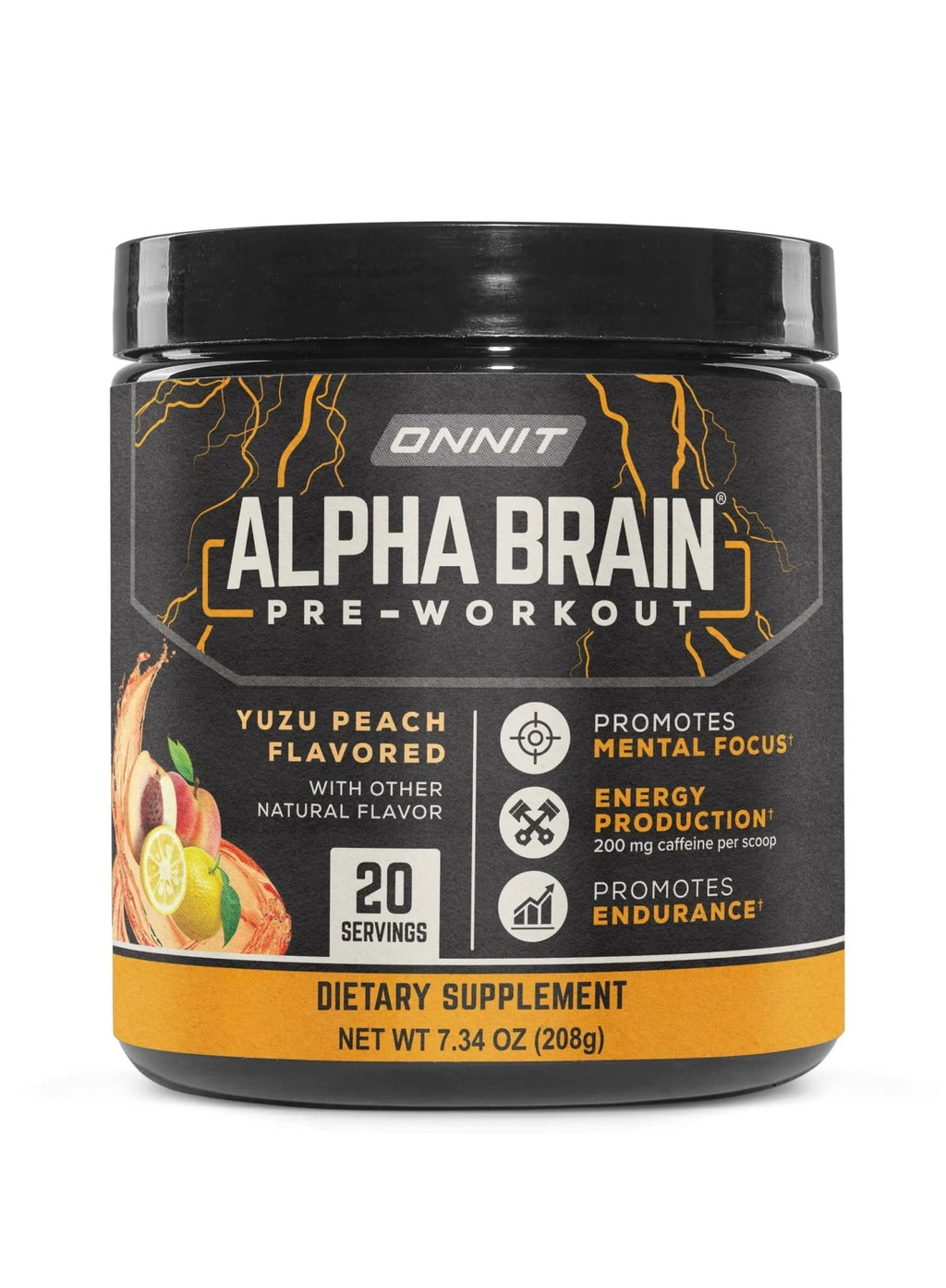 ONNIT Alpha Brain Pre-Workout - Yuzu Peach (20 Serving Tub) - TrustMedUSA