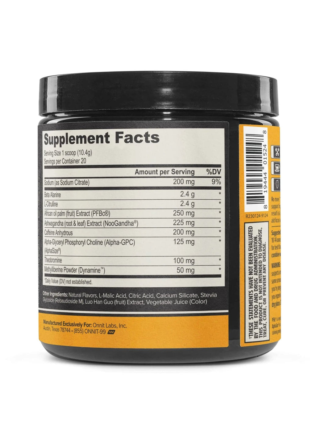 ONNIT Alpha Brain Pre-Workout - Yuzu Peach (20 Serving Tub) - TrustMedUSA