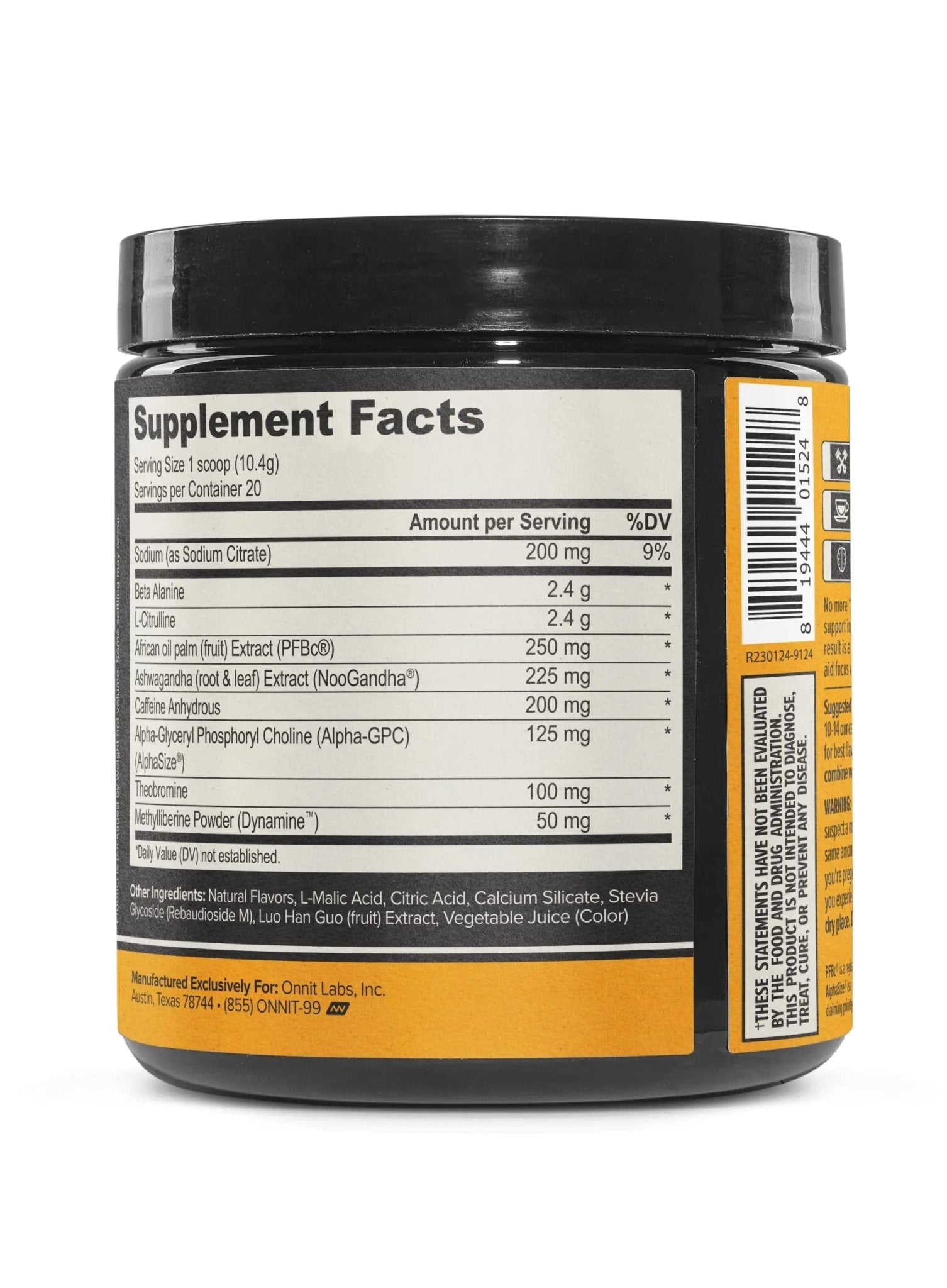 ONNIT Alpha Brain Pre-Workout - Yuzu Peach (20 Serving Tub) - TrustMedUSA