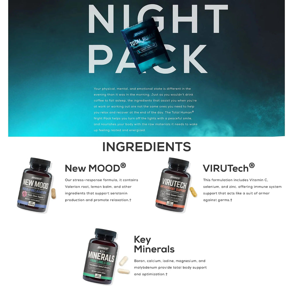ONNIT Total Human Day and Night Vitamin Packs for Men and Women,Capsule, 30-Day - TrustMedUSA