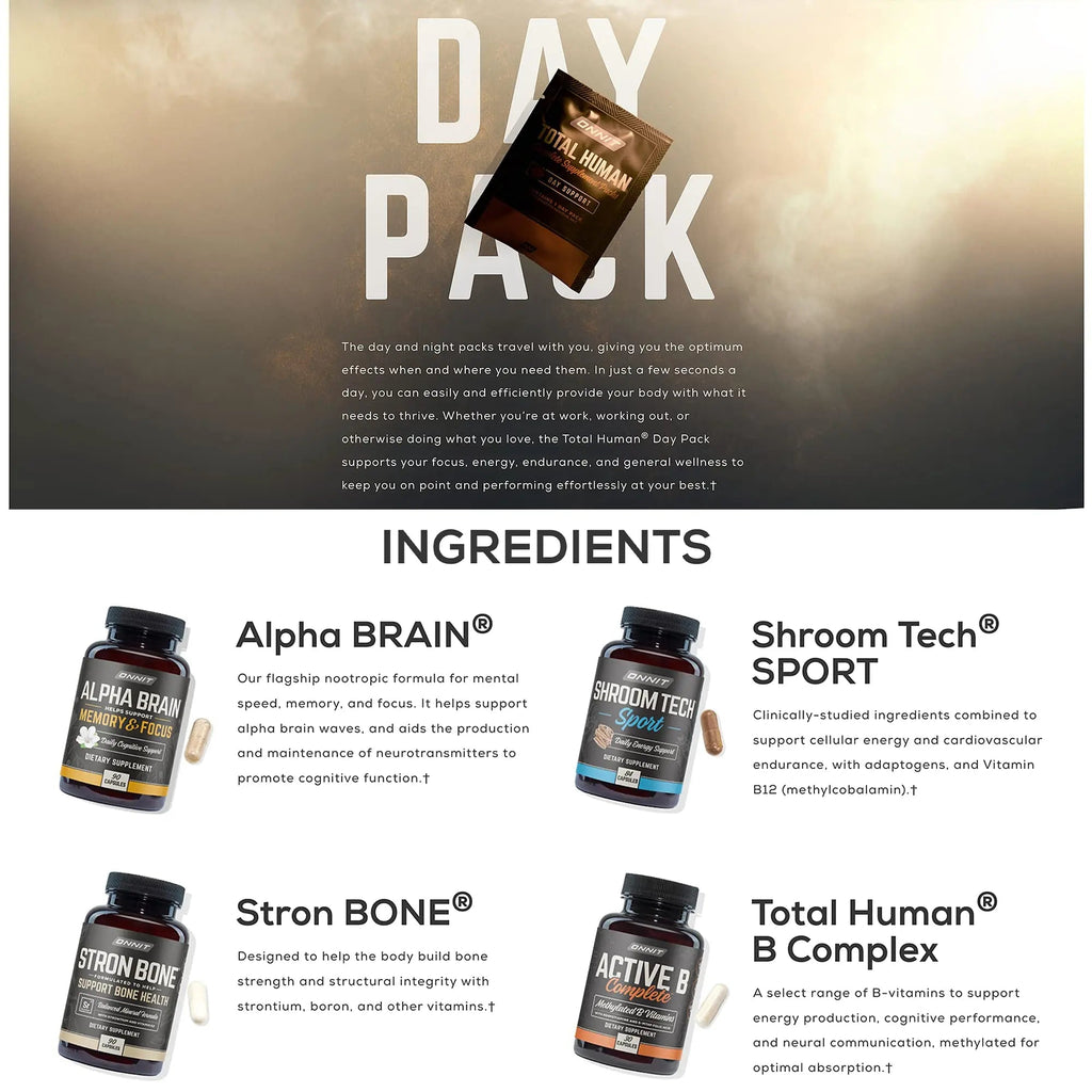 ONNIT Total Human Day and Night Vitamin Packs for Men and Women,Capsule, 30-Day - TrustMedUSA