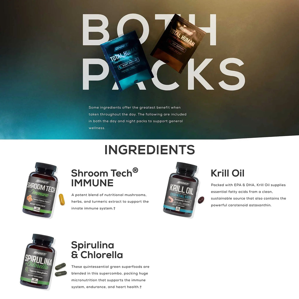 ONNIT Total Human Day and Night Vitamin Packs for Men and Women,Capsule, 30-Day - TrustMedUSA