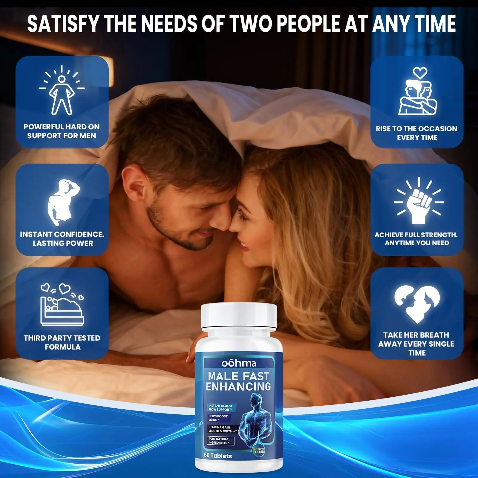 Oohma New Male Enhancing Supplement, Designed to be Fast Acting for Blood Flow to Gain Length & Girth + Stamina, Maca, Epimedium, and Other Natural Ingredients, 3rd Party Tested Supplement 60 Tablets - TrustMedUSA