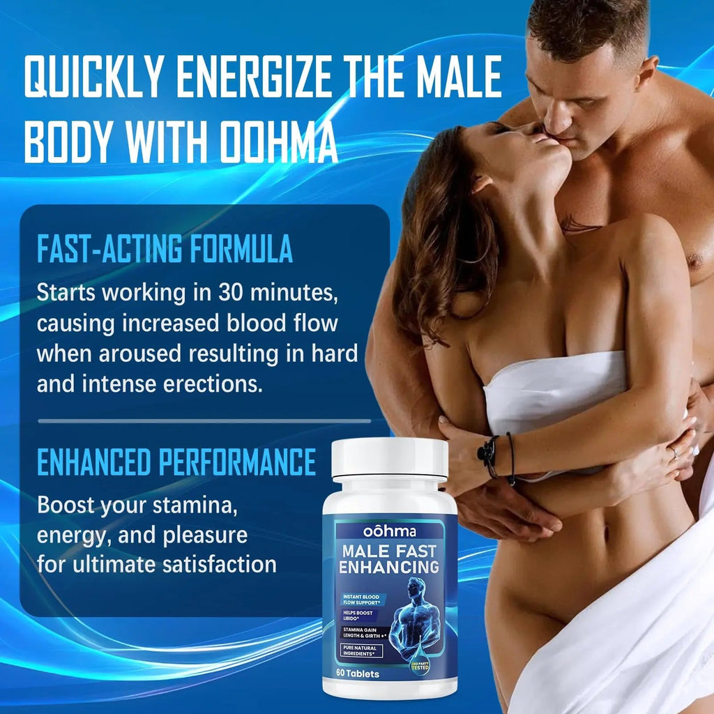Oohma New Male Enhancing Supplement, Designed to be Fast Acting for Blood Flow to Gain Length & Girth + Stamina, Maca, Epimedium, and Other Natural Ingredients, 3rd Party Tested Supplement 60 Tablets - TrustMedUSA