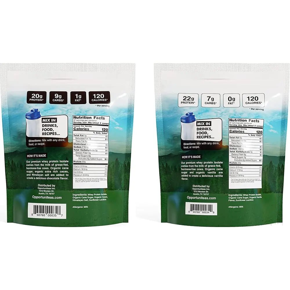 Opportuniteas Chocolate & Vanilla Whey Protein Powder Bundle - Grass Fed Whey Isolate - TrustMedUSA