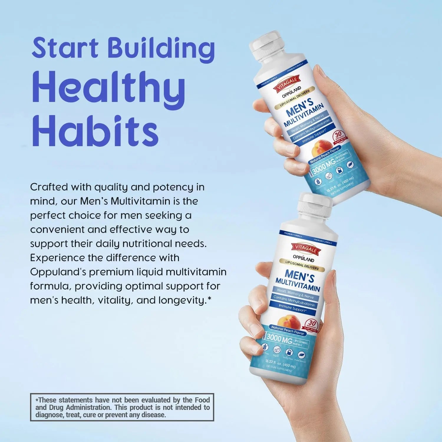 oppuland - Men's Multivitamin - Liquid Supplement - Liposomal Delivery - Daily Multi Vitamin with Biotin B Complex Omega-3 - Hair & Nail Support Vitamin - TrustMedUSA