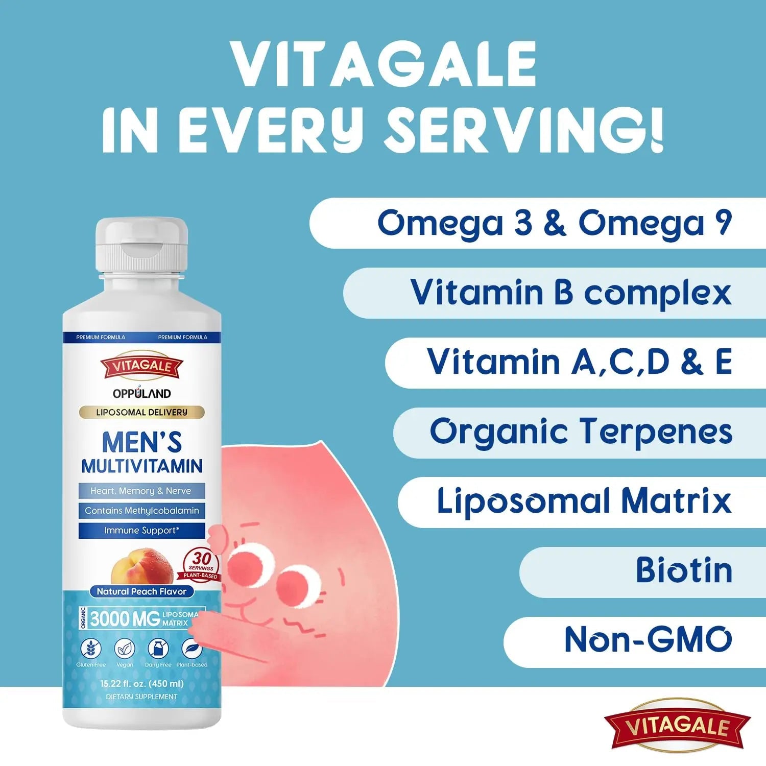 oppuland - Men's Multivitamin - Liquid Supplement - Liposomal Delivery - Daily Multi Vitamin with Biotin B Complex Omega-3 - Hair & Nail Support Vitamin - TrustMedUSA