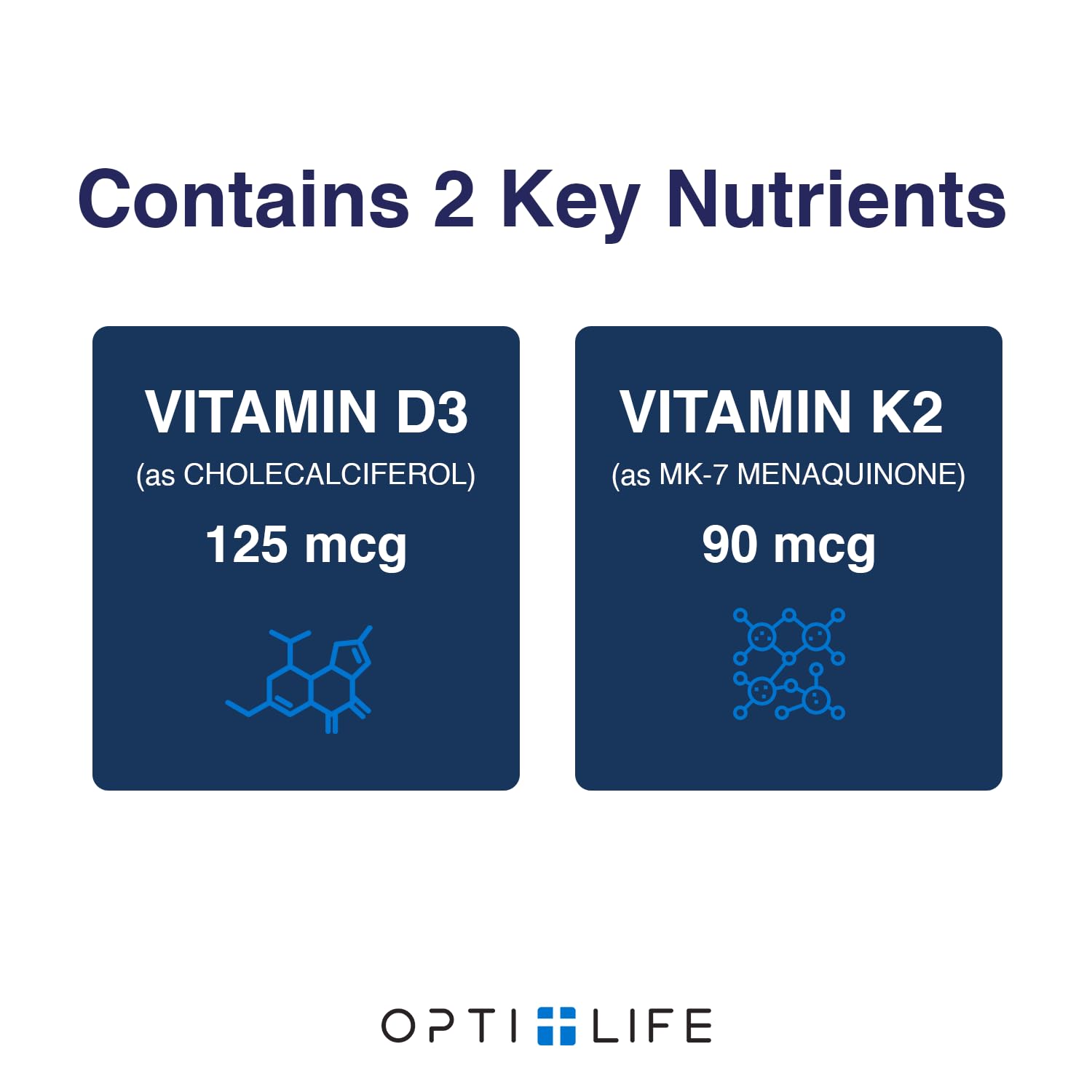 Opti + D3/K2 Supplement | Bone Health, Cardiovascular Wellness and Immune Support* Supplement | Vitamin D3 K2 Daily Support | 120 Capsules/120 Servings - Maple Wellness Supplements