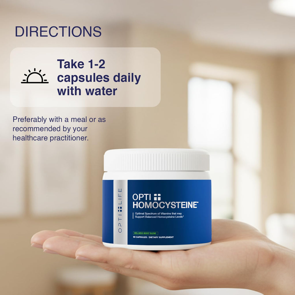 Opti + Homocysteine Capsules | Daily Brain and Heart Health Supplements* | Brain Supplement with Methylcobalamin & Methylfolate | 60 capsules/30 Servings - TrustMedUSA