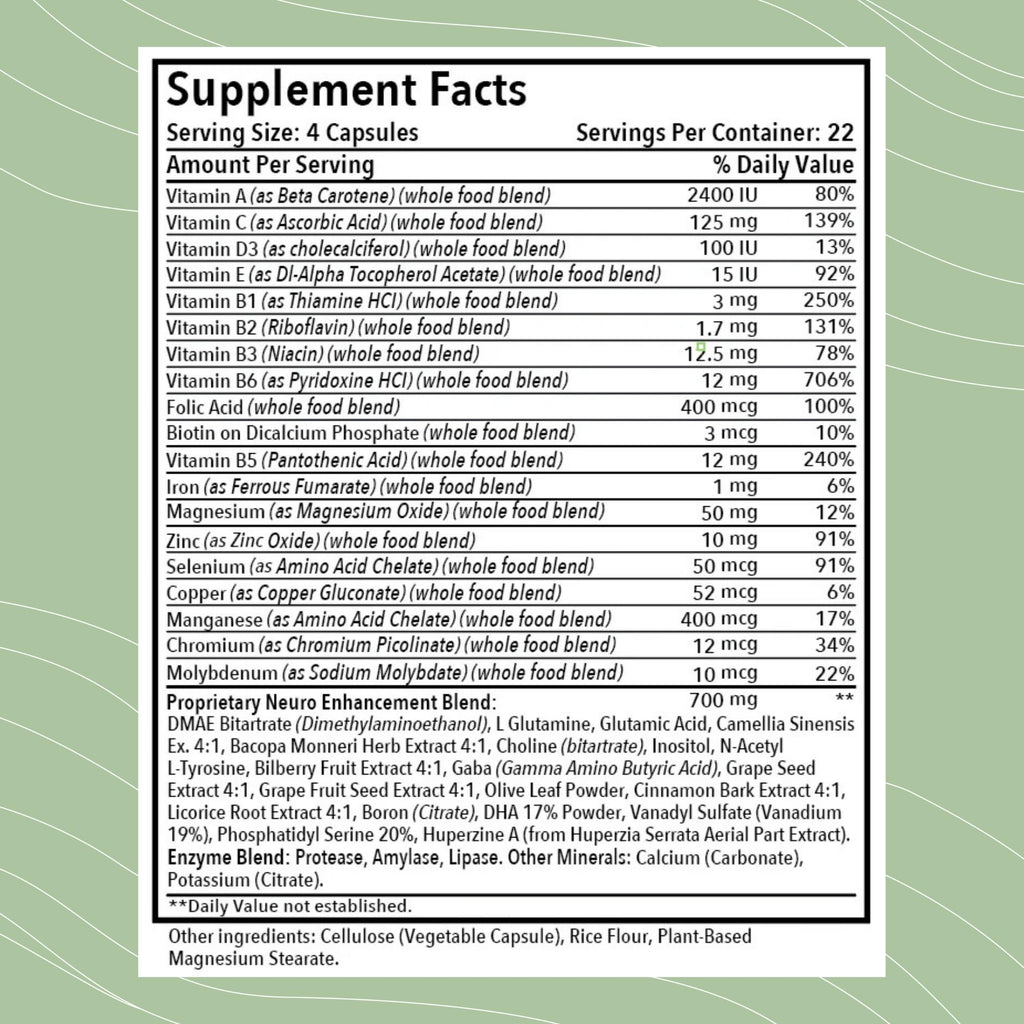 Optimal Health Systems Brain | Most Comprehensive Nootropic + Enzyme Delivery | 700 mg Scientific Neuroenhancment Blend | Boost Mood, Memory & Focus | 90 Capsules - TrustMedUSA