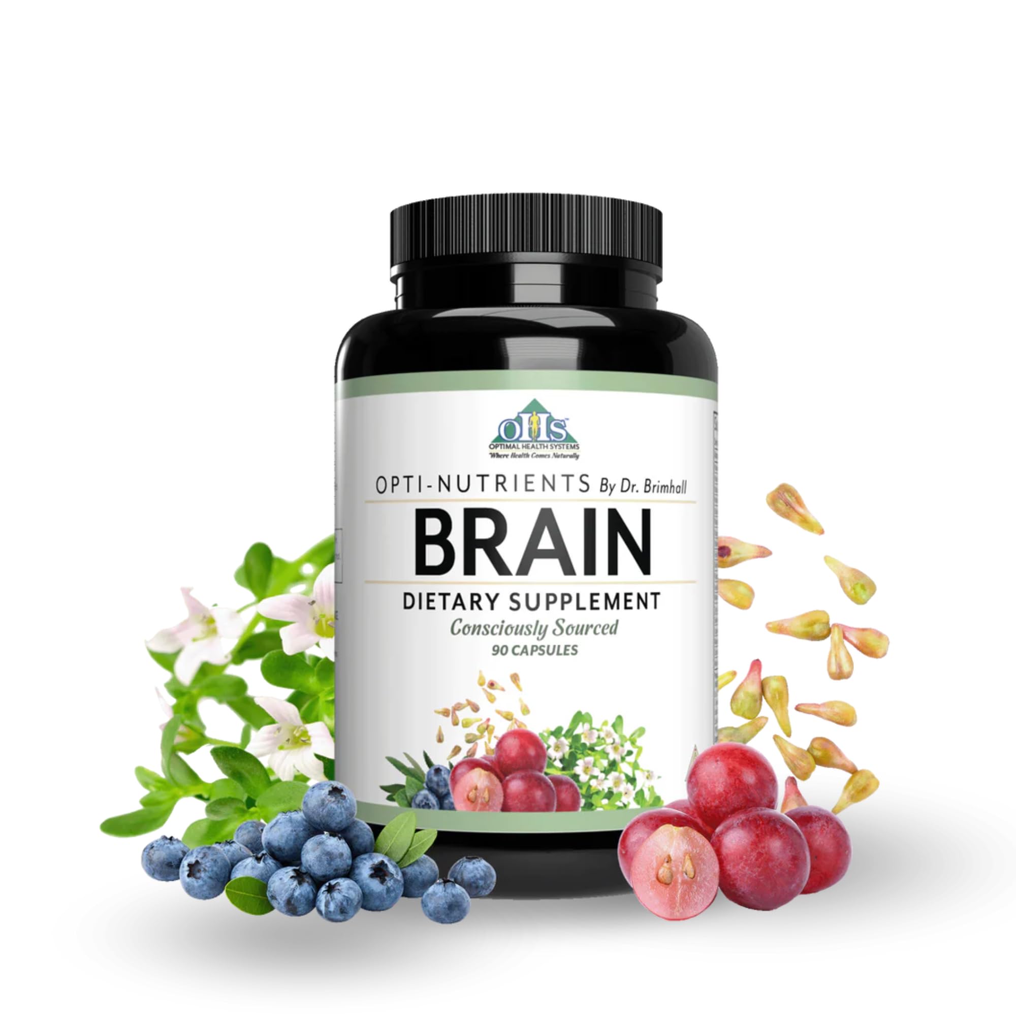Optimal Health Systems Brain | Most Comprehensive Nootropic + Enzyme Delivery | 700 mg Scientific Neuroenhancment Blend | Boost Mood, Memory & Focus | 90 Capsules - TrustMedUSA