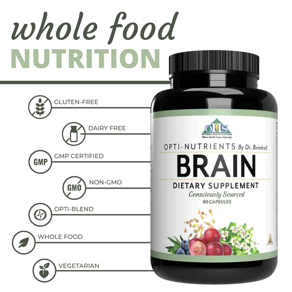 Optimal Health Systems Brain | Most Comprehensive Nootropic + Enzyme Delivery | 700 mg Scientific Neuroenhancment Blend | Boost Mood, Memory & Focus | 90 Capsules - TrustMedUSA