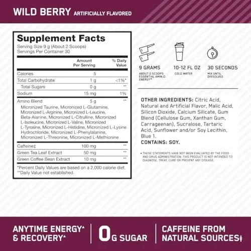 Optimum Nutrition Amino Energy - Pre Workout with Green Tea, BCAA, Amino Acids - TrustMedUSA
