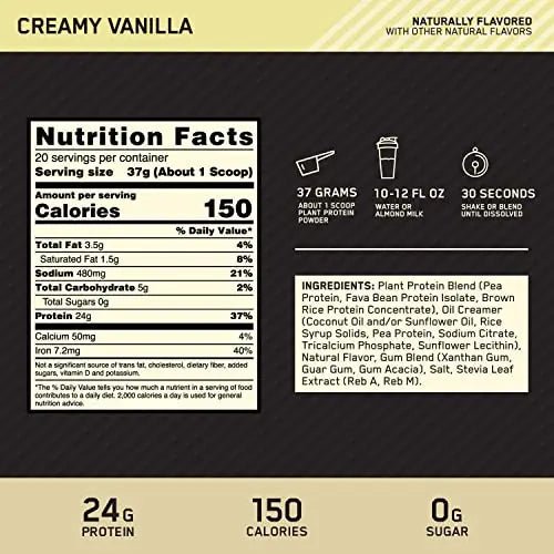 Optimum Nutrition Gold Standard 100% Plant Based Protein Powder, Gluten Free, Vegan - TrustMedUSA