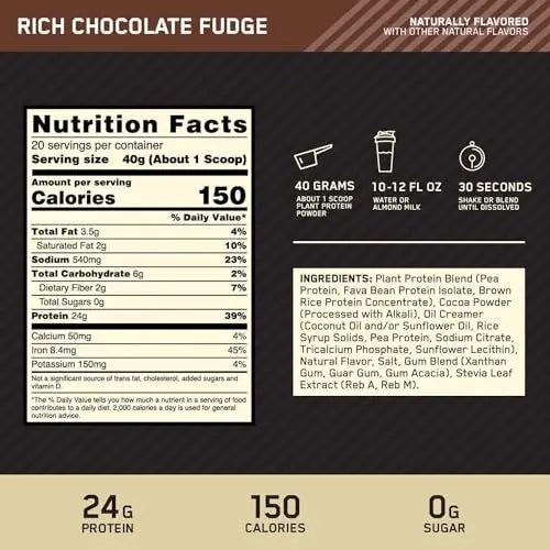 Optimum Nutrition Gold Standard 100% Plant Based Protein Powder, Gluten Free, Vegan Pro - TrustMedUSA