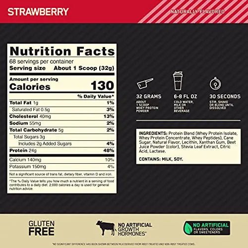 Optimum Nutrition Gold Standard 100% Whey Protein Powder, Naturally Flavored Strawberry - TrustMedUSA