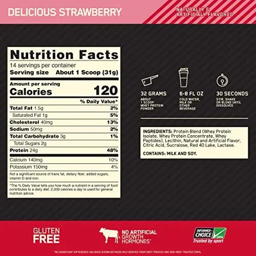 Optimum Nutrition Gold Standard 100% Whey Protein Powder, Strawberry, 1 Pound - TrustMedUSA