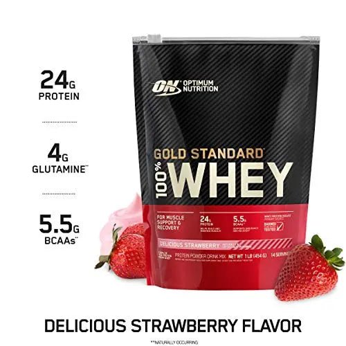 Optimum Nutrition Gold Standard 100% Whey Protein Powder, Strawberry, 1 Pound - TrustMedUSA
