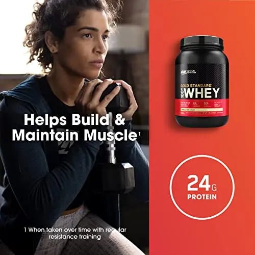 Optimum Nutrition Gold Standard 100% Whey Protein Powder, Vanilla Ice Cream, 2 Pound - TrustMedUSA