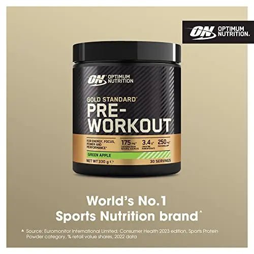 Optimum Nutrition Gold Standard Pre Workout Green Apple Flavoured Powder, 330g - TrustMedUSA