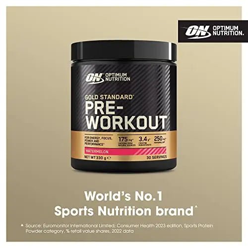 Optimum Nutrition Gold Standard Pre Workout Watermelon Flavoured Powder, 330g - TrustMedUSA