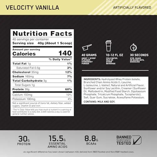 Optimum Nutrition Platinum Hydrowhey Protein Powder, 100% Hydrolyzed Whey Isolate - TrustMedUSA