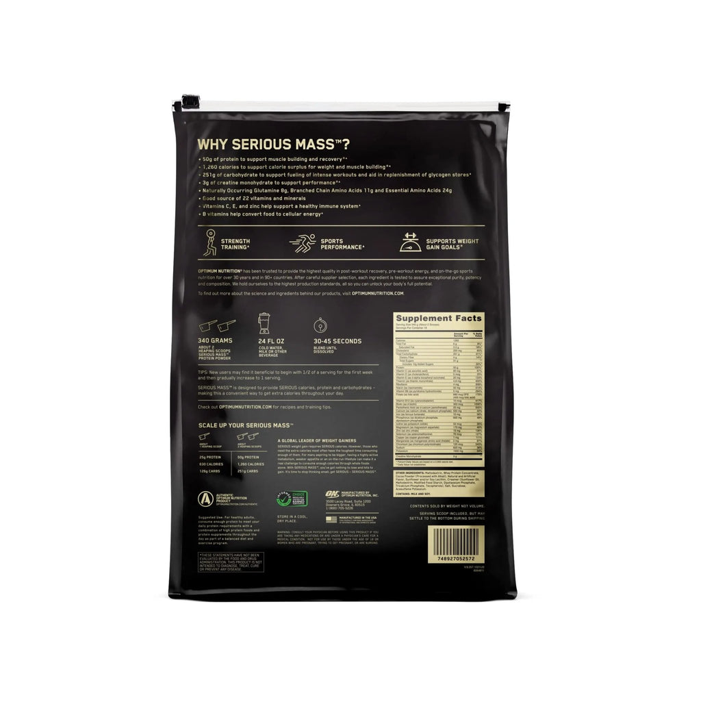 Optimum Nutrition Serious Mass, Weight Gainer Protein Powder for Muscle Gain, Added - TrustMedUSA