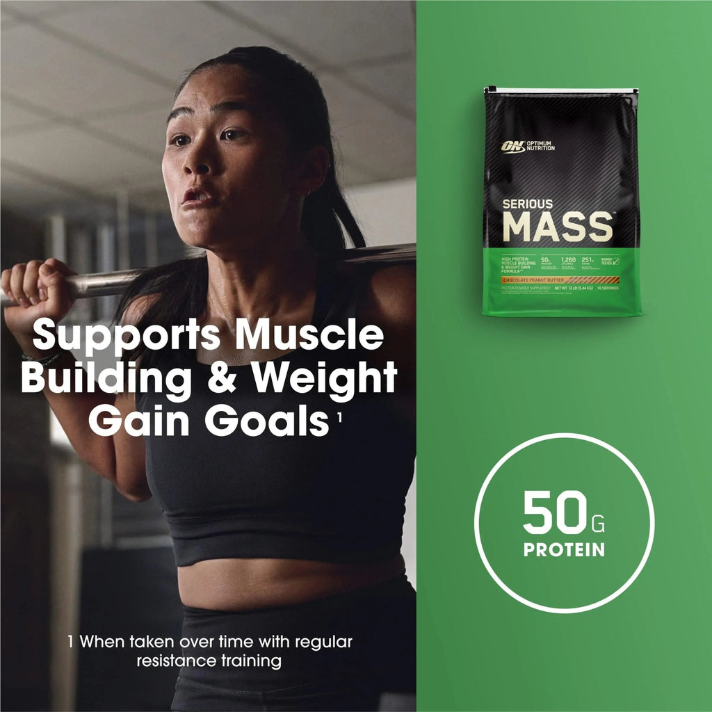 Optimum Nutrition Serious Mass, Weight Gainer Protein Powder for Muscle Gain, Added - TrustMedUSA