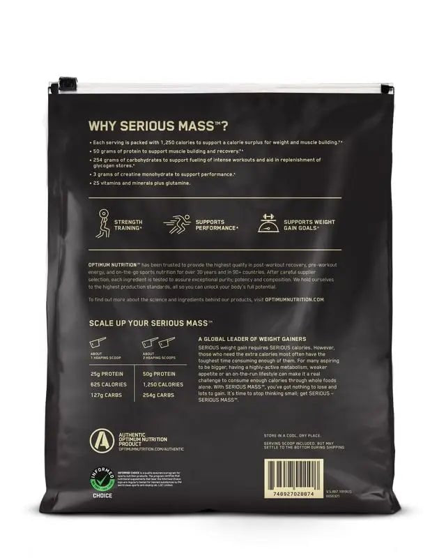 Optimum Nutrition Serious Mass Weight Gainer Protein Powder, Vitamin C, Zinc - TrustMedUSA