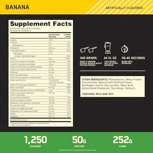 Optimum Nutrition Serious Mass, Weight Gainer Protein Powder with Creatine, Added - TrustMedUSA