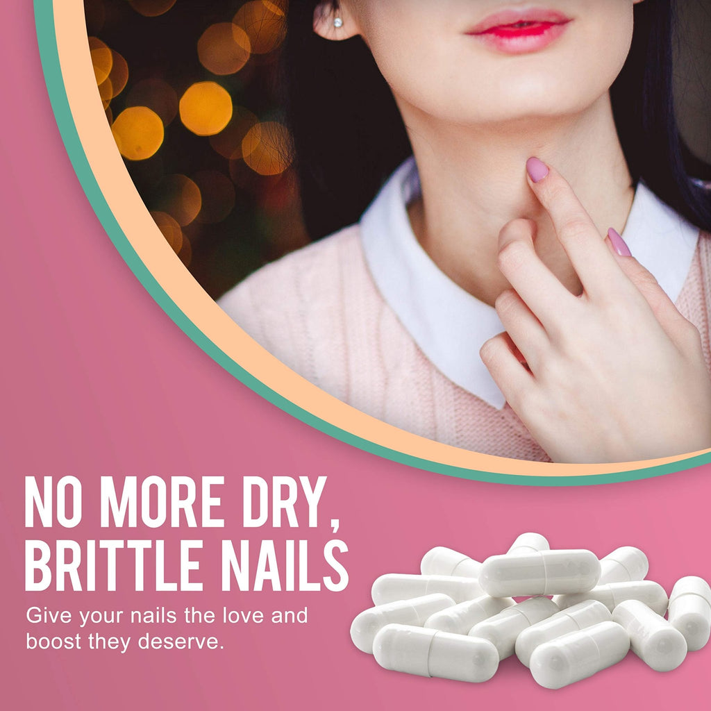 OPTML Hair and Nail Vitamins for Hair Growth and Thickness, Biotin-Infused Hair Pills, Hair Vitamins for Faster Hair Growth and Healthy Nails, for Women and Men, 60 Capsules - TrustMedUSA