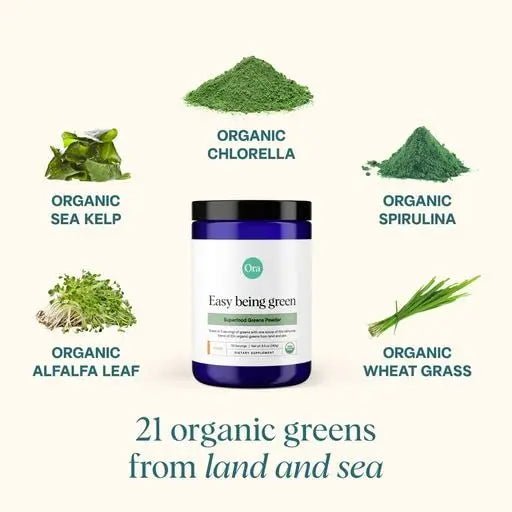 Ora Organic Greens Powder - Vegan, Gluten-Free, Organic Super Greens Drink for Energy and Detox | Antioxidants & Adaptogenic Herbs | 20+ Superfood Greens Blend - Citrus Flavor, 30 Servings - TrustMedUSA