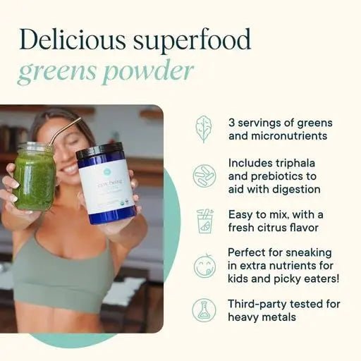 Ora Organic Greens Powder - Vegan, Gluten-Free, Organic Super Greens Drink for Energy and Detox | Antioxidants & Adaptogenic Herbs | 20+ Superfood Greens Blend - Citrus Flavor, 30 Servings - TrustMedUSA