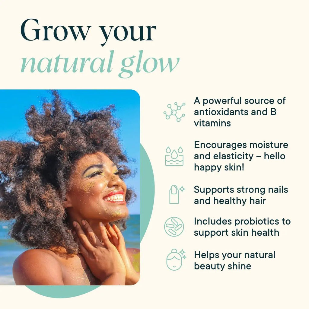 Ora Organic Hair, Skin, and Nails Support- BeYouTiful - Beauty Supplement with B Vitamins and Algae Extracts for Healthy Hair and Skin - 60 Vegan Capsules - TrustMedUSA
