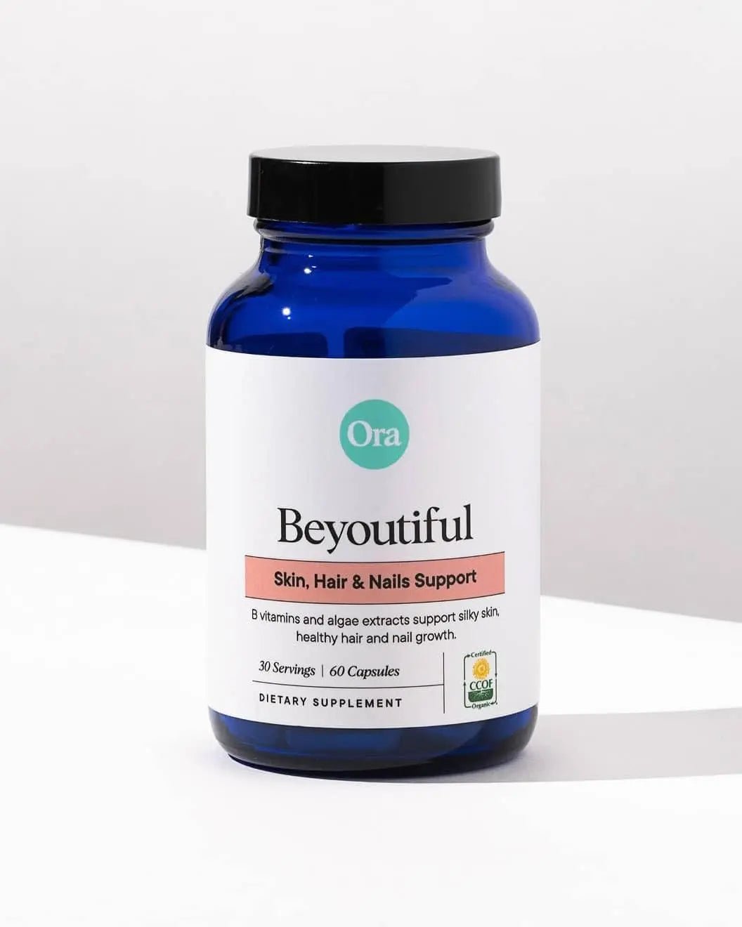 Ora Organic Hair, Skin, and Nails Support- BeYouTiful - Beauty Supplement with B Vitamins and Algae Extracts for Healthy Hair and Skin - 60 Vegan Capsules - TrustMedUSA