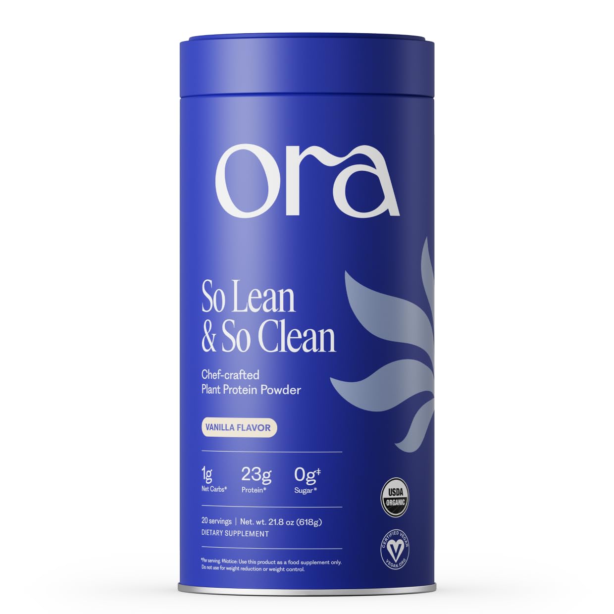 Ora Organic Plant-Based Protein Powder - 23g Protein for Women and Men - Vanilla Flavor 20 Servings, Vegan, Clean Protein, Third-Party Tested, Gluten-Free - 20 Servings - Maple Wellness Supplements