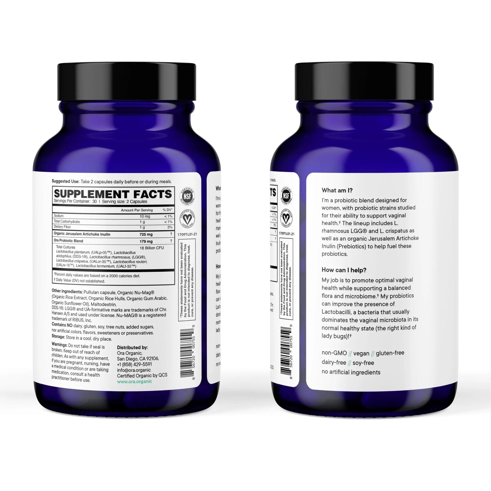 Ora Organic Prebiotics and Probiotics for Women - Lactobacillus for Vaginal and Urinary Tract Health, Contains 16 Billion CFU, 6 Strains - 1 Month Supply, 60 Vegan Probiotic Capsules - TrustMedUSA