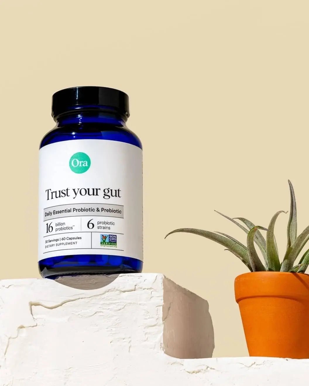 Ora Organic Probiotics with Prebiotics for Digestive Health 16 Billion CFU - Trust Your Gut - Strains - Acidophilus Lactobacillus Breve Bifidum Lactis - TrustMedUSA