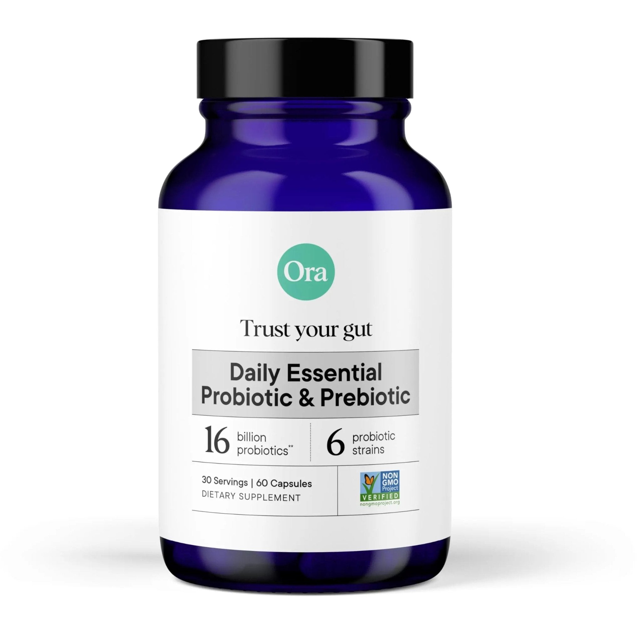 Ora Organic Probiotics with Prebiotics for Digestive Health 16 Billion CFU - Trust Your Gut - Strains - Acidophilus Lactobacillus Breve Bifidum Lactis - TrustMedUSA