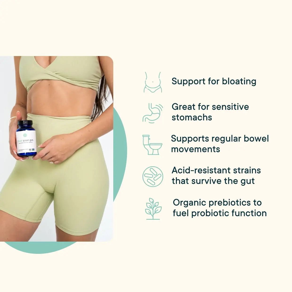 Ora Organic Probiotics with Prebiotics for Digestive Health 16 Billion CFU - Trust Your Gut - Strains - Acidophilus Lactobacillus Breve Bifidum Lactis - TrustMedUSA