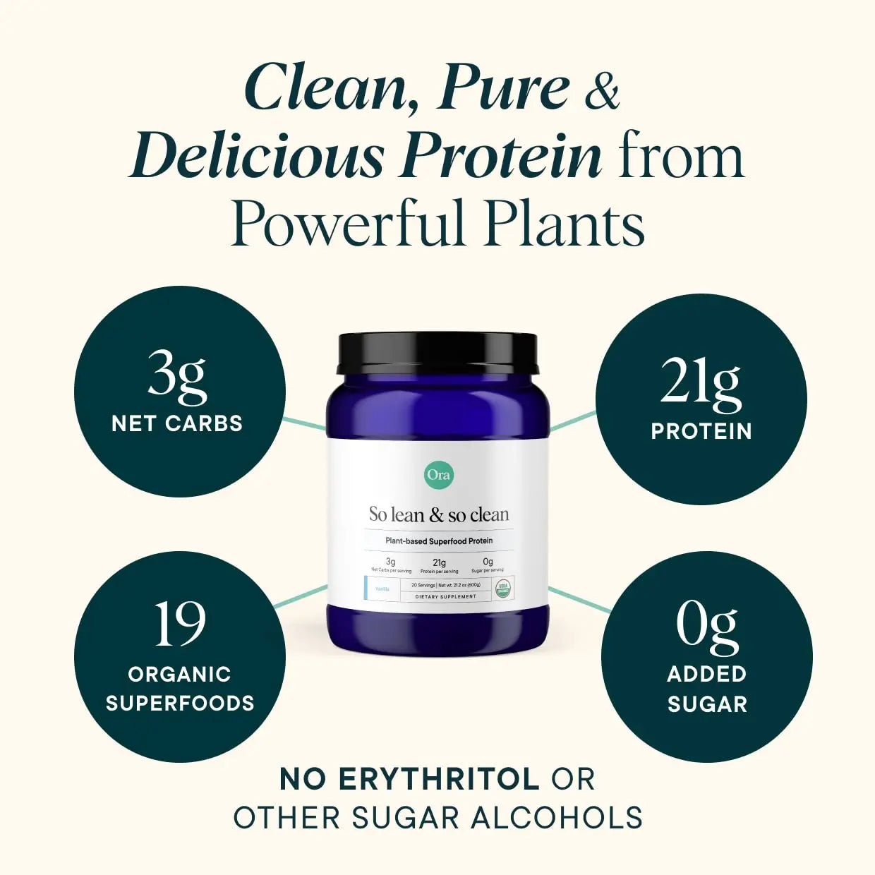 Ora Organic Protein Powder - 21g Plant-Based Protein for Women and Men Pre-Workout - TrustMedUSA