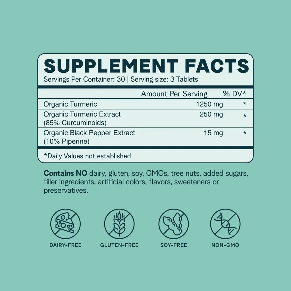 Ora Organic Turmeric Curcumin with Piperine - Pure Extracts for Joint Stress and Cardiovascular Health, Support Healthy Cognitive Function, No Filler Ingredients - 90 Vegan Tablets, 1 Month Supply - TrustMedUSA