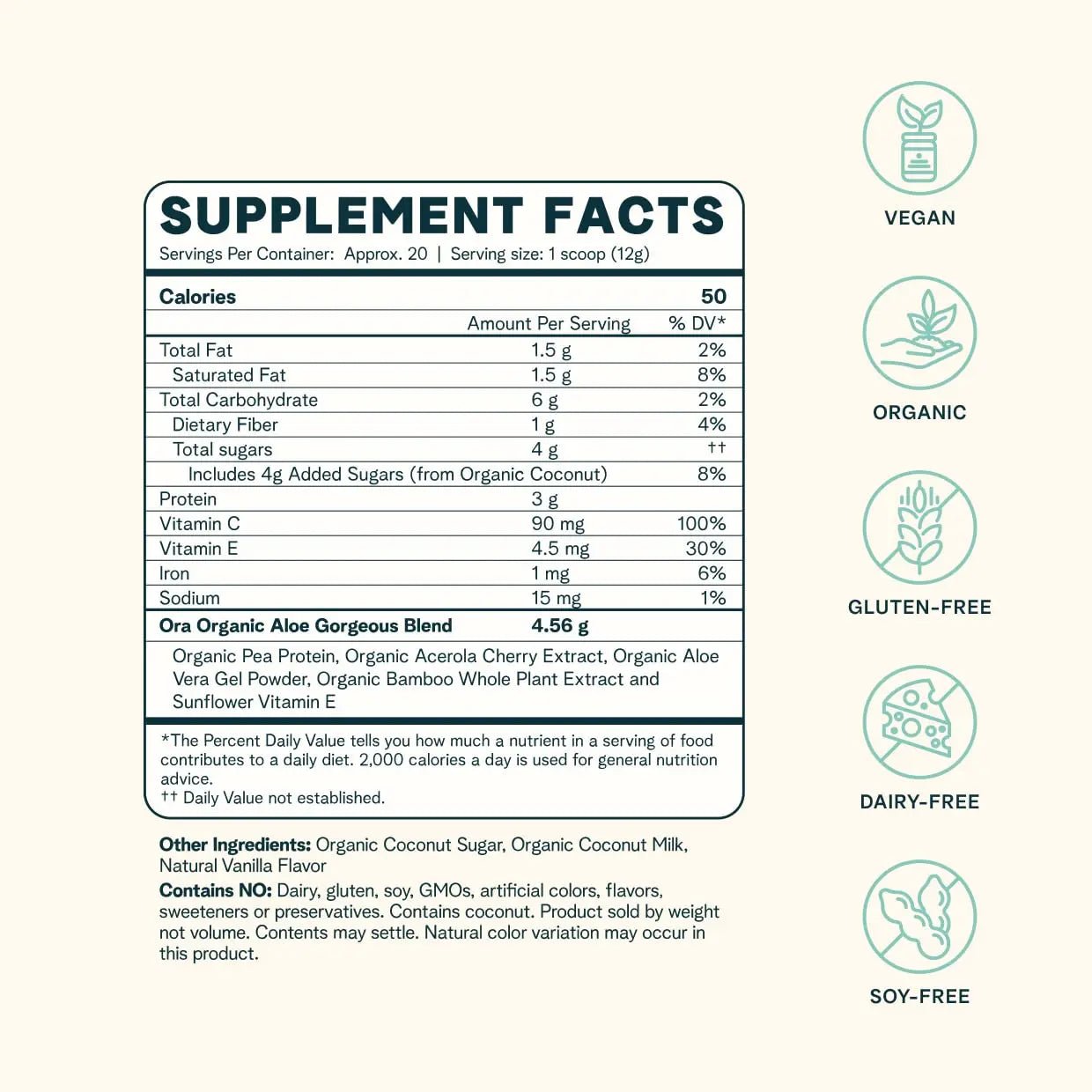 Ora Organic Vegan Collagen-Boosting Powder for Women and Men - Hair, Skin, & Nails Support - Bamboo Silica, Plant-Based Protein, Organic Vitamin C, Aloe Vera - Vanilla Flavor, 20 Servings - TrustMedUSA