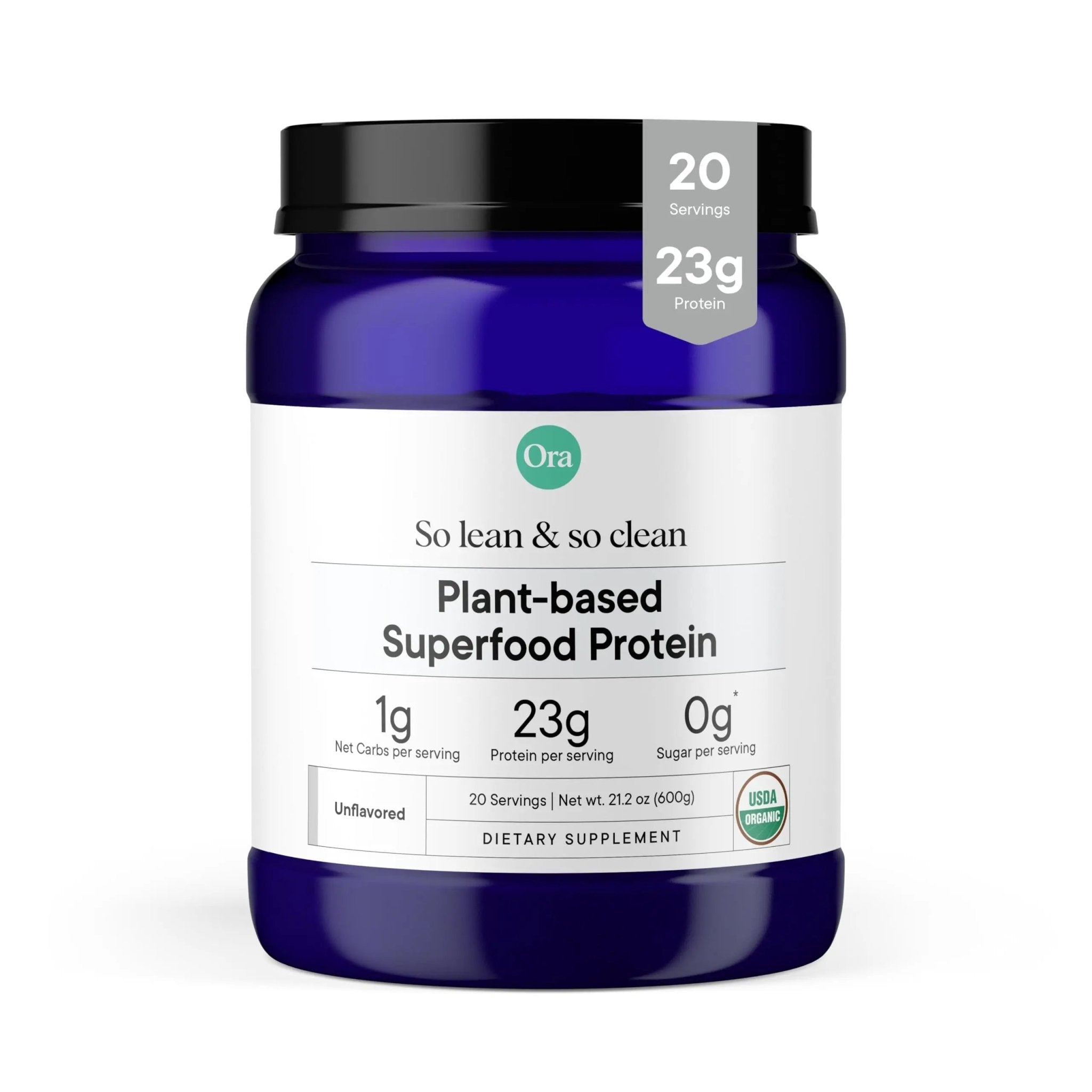 Ora Organic Vegan Protein Powder - 23g Plant Based Pea Protein Unflavored - TrustMedUSA
