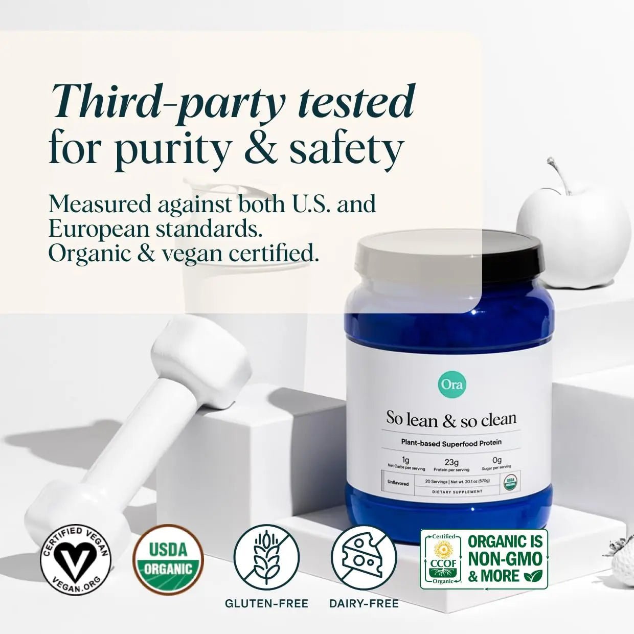 Ora Organic Vegan Protein Powder - 23g Plant Based Pea Protein Unflavored - TrustMedUSA