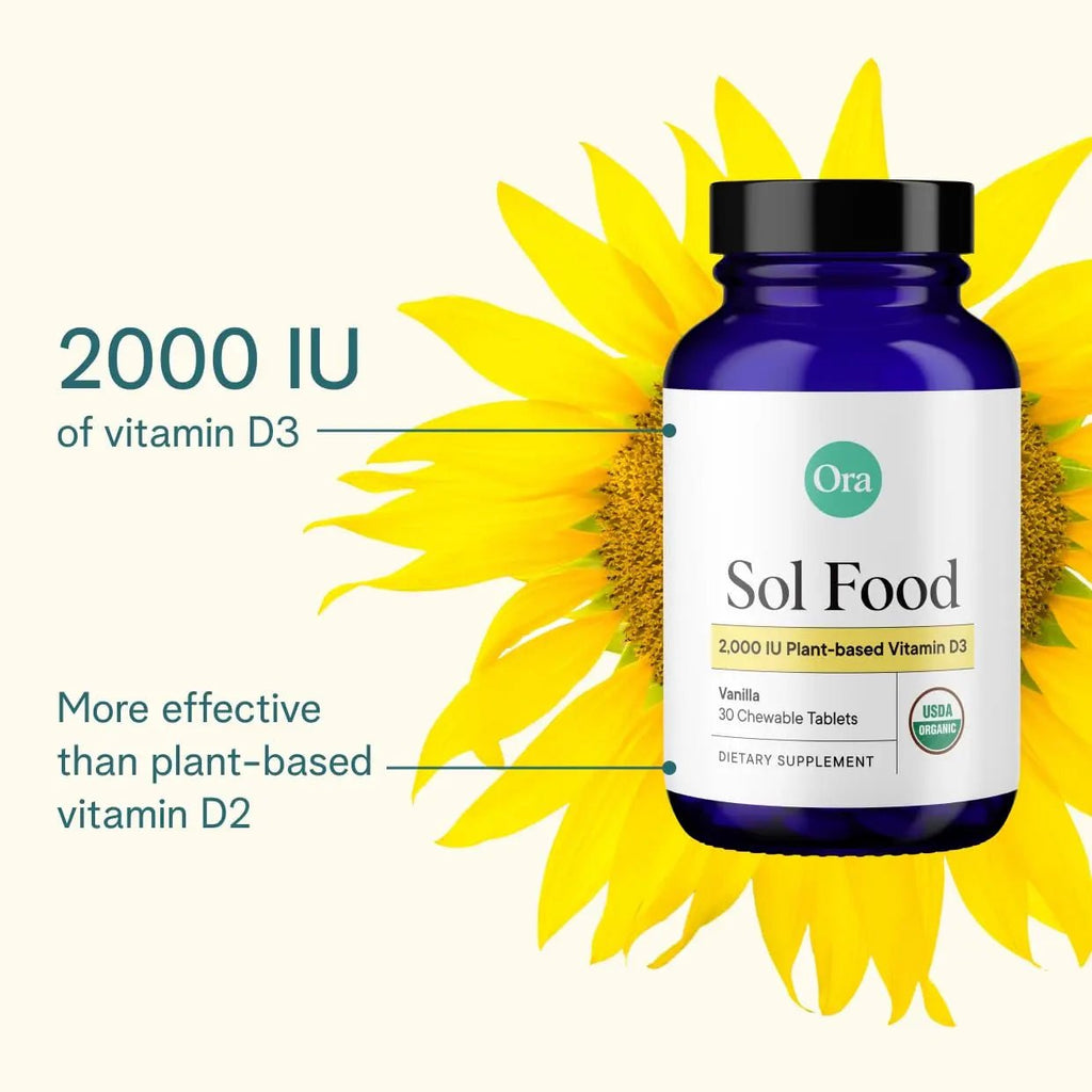 Ora Organic Vitamin D3 2000IU - Vegan Vitamin D Chewables from Lichen for Bone Health, Immune Support, & Mood | Maximum Absorption - 1 Month Supply, 30 Vegan Chewable Vanilla Tablets - TrustMedUSA