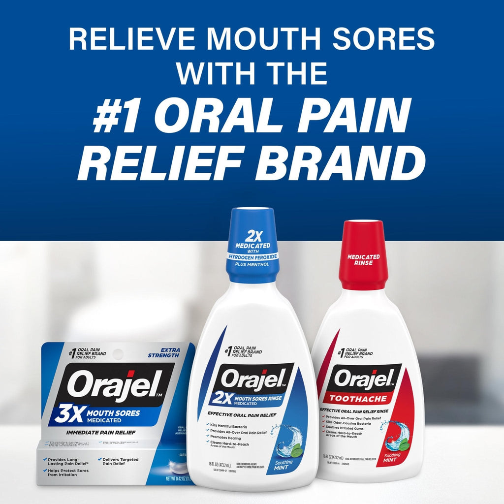 Orajel 3X for Mouth Sores: Maximum Strength Gel Tube 0.42oz- from 1 Oral Pain Relief Brand - Maple Wellness Supplements