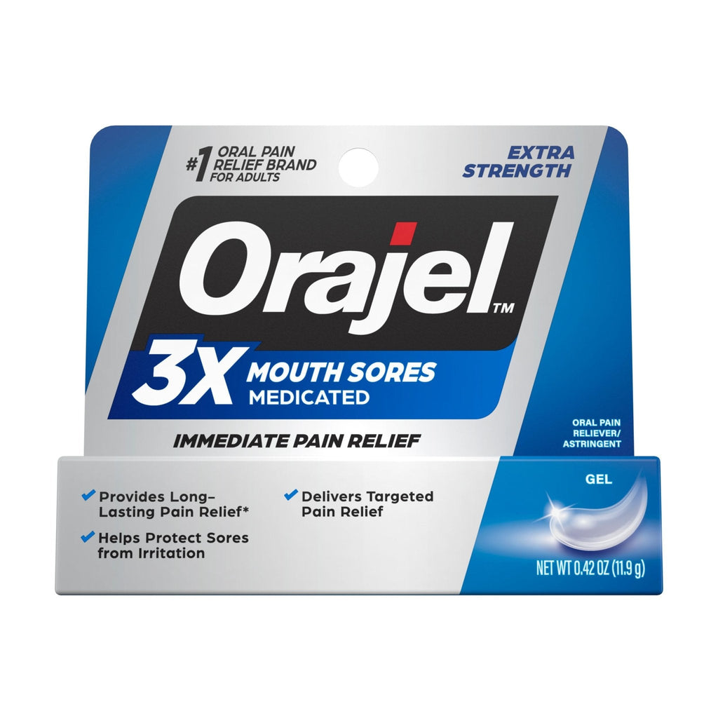 Orajel 3X for Mouth Sores: Maximum Strength Gel Tube 0.42oz- from 1 Oral Pain Relief Brand - Maple Wellness Supplements